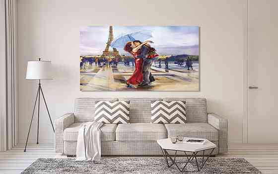 Картина полотно у вітальню / спальню    Закохані в Парижі    MLP_404 ( 60х30см ) 60x100 см Київ
