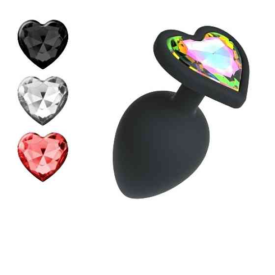 Анальная пробка Cuore Crushious, со сменными кристаллами, силиконовая, черная, 8 х 3.4 см, размер М Sex Aura Киев