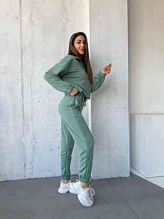 Жіночий повсякденний костюм-двійка: кофта та штани двохнитка-петля Оливка, 50/52 Одеса