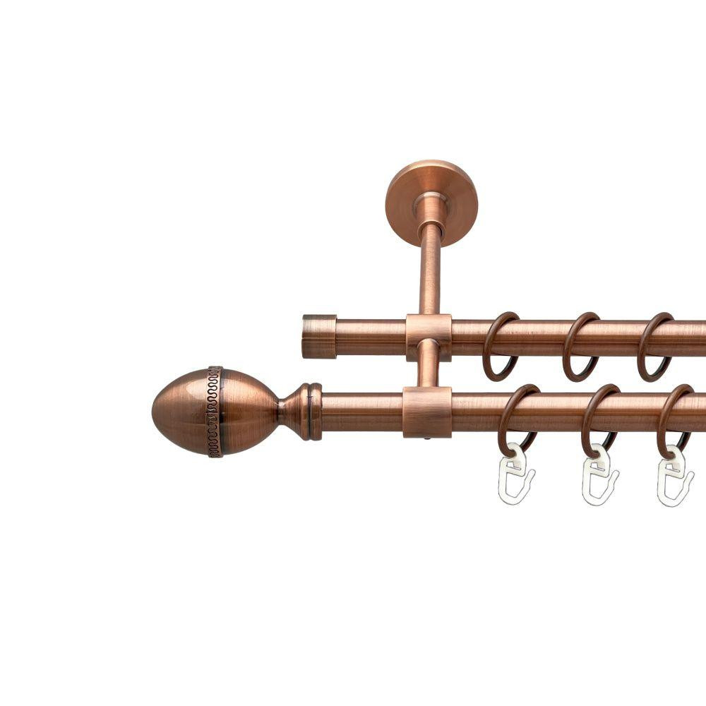 Карниз Orvit Фарже металевий дворядний закритий гладка труба кільце металеве Мідь 16\16 мм 200 см (00-00020002) Львів - фото 1