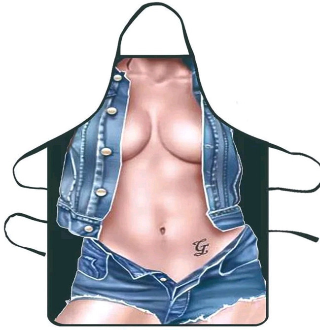 Фартух з приколом для жінок у джинсовому костюмі 80 на 60 см різнобарвний Київ - фото 1