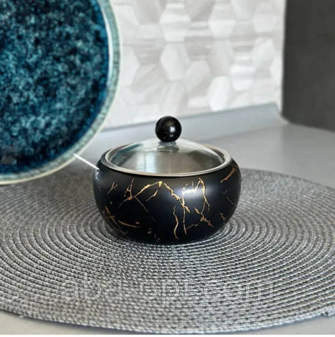 Сахарница из нержавеющей стали V 300 мл Черный мрамор (шт) Одесса - изображение 1