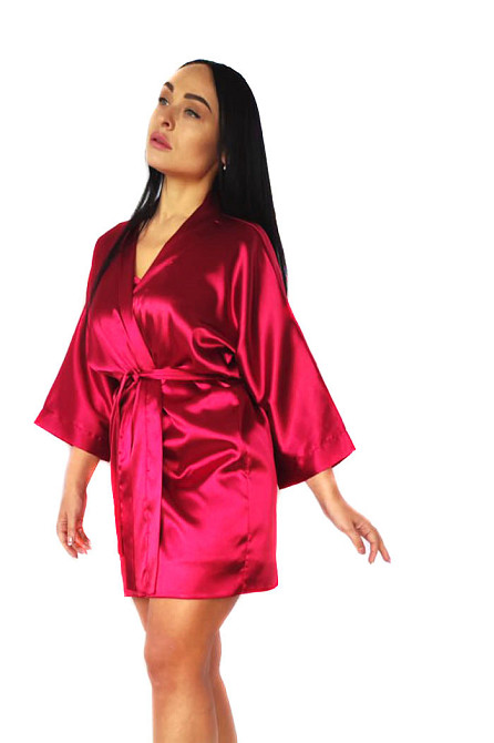 Жіноча атласна сорочка з халатом Бордовий 3XL Харків - фото 6