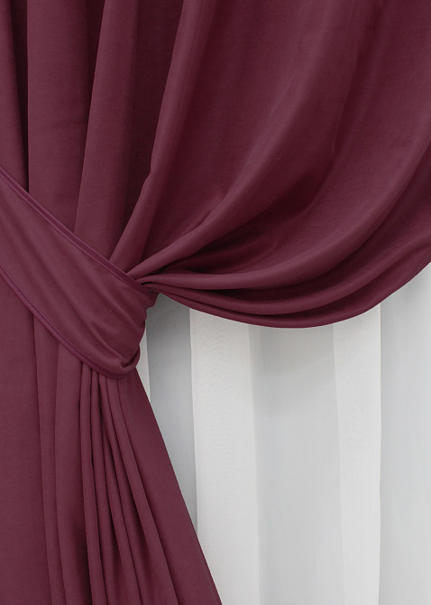 Комплект готових штор VR-Textil Нубук однотонний № 1518ш Бордовий 100х290 см 2 шт (31-977) Київ - фото 5