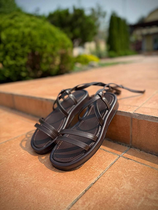 Босоніжки жіночі коричневі літні M.KRAFT 114 шкіряні / Стильні босоніжки на низькій підошві р. Коломыя - изображение 5