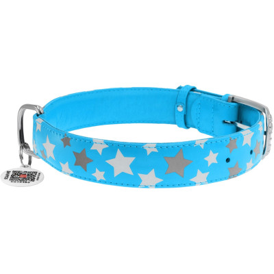 Ошейник для животных WAUDOG Glamour с QR паспортом "Звездочка" XS Ш 12 мм Д 19-25 см голубой (35832) Винница - изображение 2