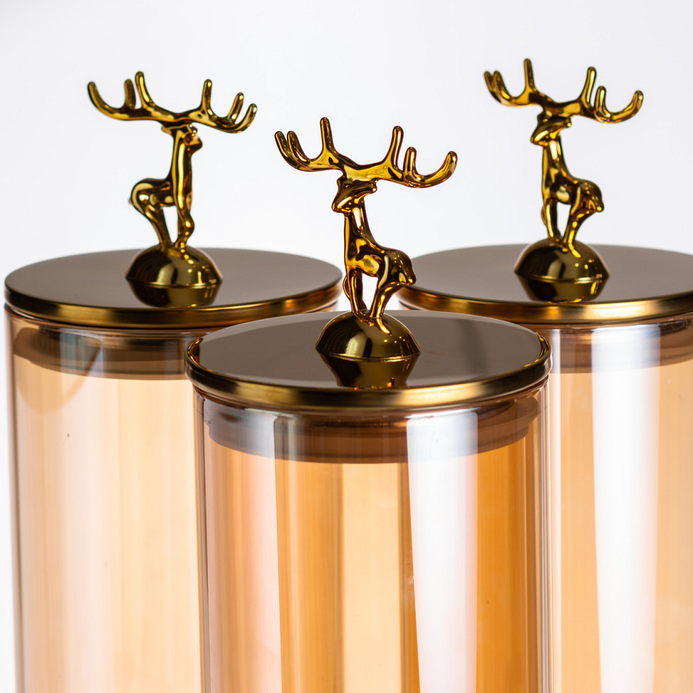 Yiwu Лимонадниця скляна 3в1 на підставці із золотими кранами 5.5 л HP-34-28 Київ - фото 9