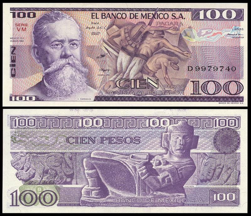 Мексика / Mexico 100 Pesos 1982 Pick 74С UNC Полтава - фото 1