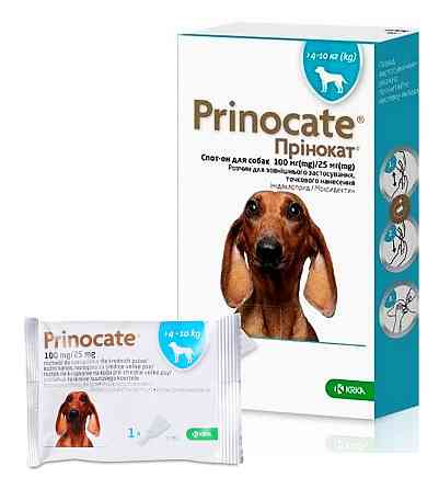 Крапли Принокат (Prinocate) для собак от внешних и внутренних паразитов 1 мл 4 - 10 кг (1 пипетка) KRKA Винница