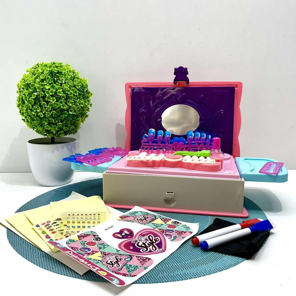 Набір дитячий для манікюру накладні нігті наклейки Рожевий (KL 7523) Чернігів - фото 1