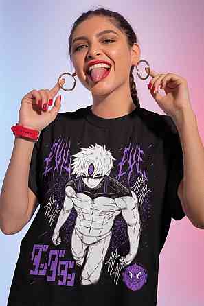 Футболка для хлопчика з аніме принтом Евіл Ейе Дандадан Евіл оверсайз (зріст від 165 до 180) Чорний AnimeJ0409m Дніпро