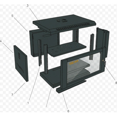 Шкаф настенный GEAR 9U 19" 600x450x500 мм, + полка 19", black (GWMSN-9U-600-450) Винница - изображение 3