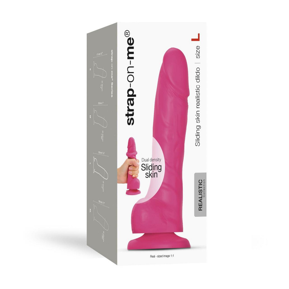 Реалістичний фалоімітатор Strap-On-Me Sliding Skin Realistic Dildo Fuchsia L, ефект рухливої шкіри Sex Aura Київ - фото 7