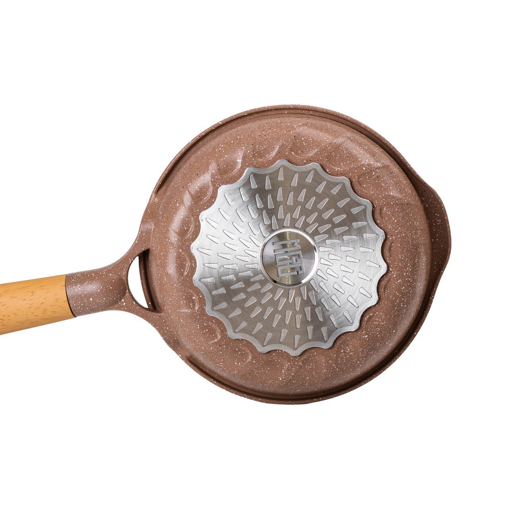 Мраморная алюминиевая сковорода с антипригарным покрытием 1 литр Ø 20 см кофейная MGC HP-4-421CO Киев - изображение 3