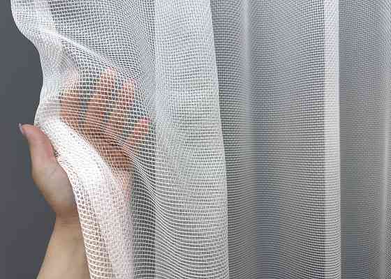 Тюль VR-Textil 1748т Сетка Лен Белый с графитовым 400х270 см (42-0895) Киев