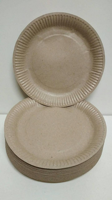 Тарілка паперова 18 см Крафт 50 шт (1 пачка) Харків - фото 1