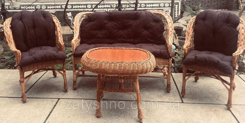 Мебель плетеная с накидками | мебель из лозы с подушками | мебель  натуральная с небольшим столом Киев - изображение 4
