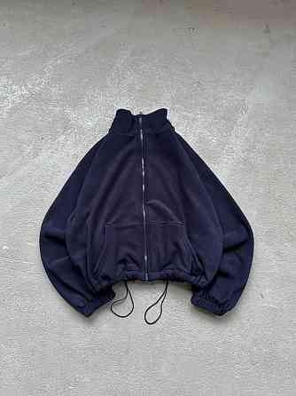 Жіноча повсякденна флісова оверсайз-зипка з кулісками двосторонній полопор фліс Синій Одеса