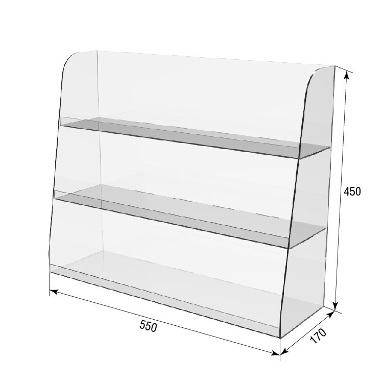 Підставка EKOSTAR під товар вітрина 3-х ярусна 550х170х450 Київ - фото 4