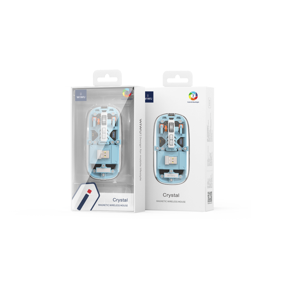 Маніпулятор миша бездротова WIWU Crystal Magnetic Wirless Mouse WM105 (Dual-bluetooth +2.4G three-mode) blue Одеса - фото 2