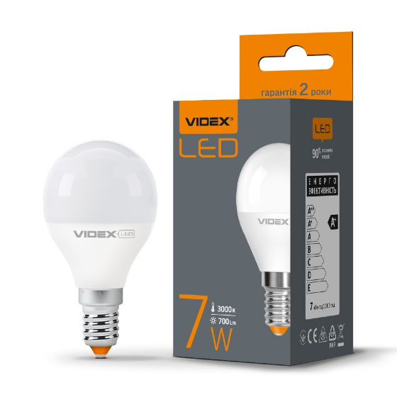 Лампа G45e 7W E14 3000K 220V LED Videx Житомир