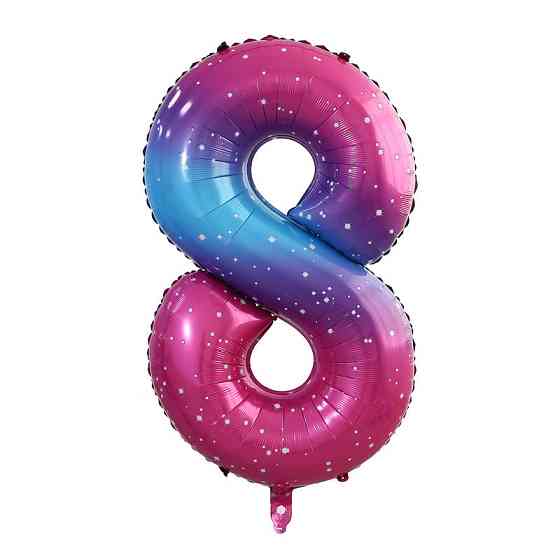 Кулька цифра 8 фольгована з принтом зірок 40 дюймів різнобарвний Київ