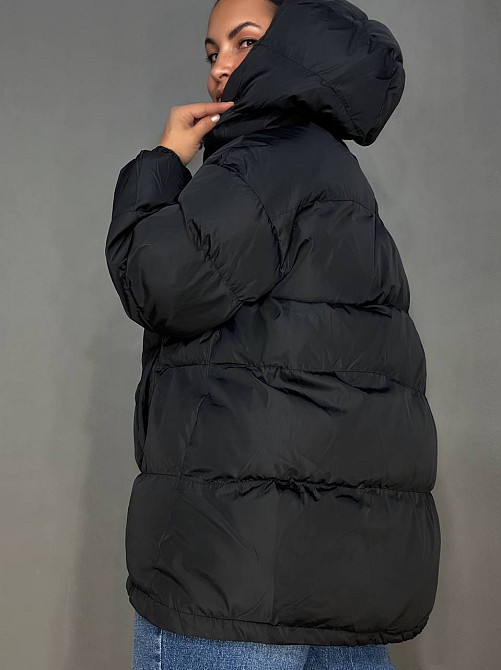 Куртка жіноча Lady Yep 10008 довга оверсайз пуффер з капюшоном чорна, чорний, 44 Київ - фото 19