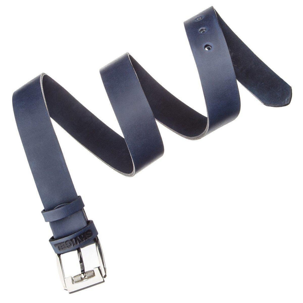 Классический мужской ремень кожаный Синий (SHVIGEL) Киев - изображение 1