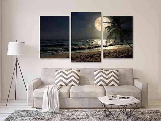 Модульна картина у вітальню/ спальню Місяць в морі Art-522_3 100x150 см Київ