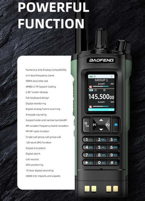 Рація Baofeng DM-32 10W DMR Walkie Talkie Чорний Вінниця - фото 7