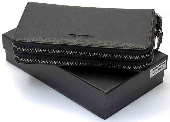 Чорний шкіряний гаманець-клатч з двома блискавками Київ