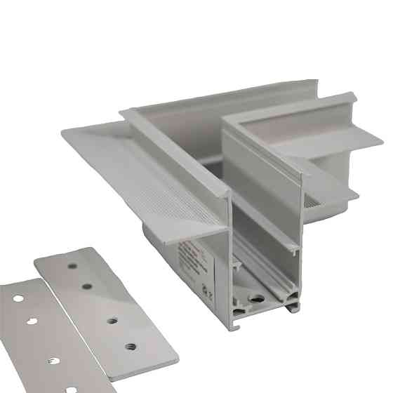 Кут трекової магнітної рейки врізний горизонтальний білий Дніпро