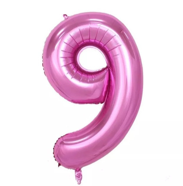 Кулька цифра 9 фольгована 32 дюйма рожевий Київ - фото 1