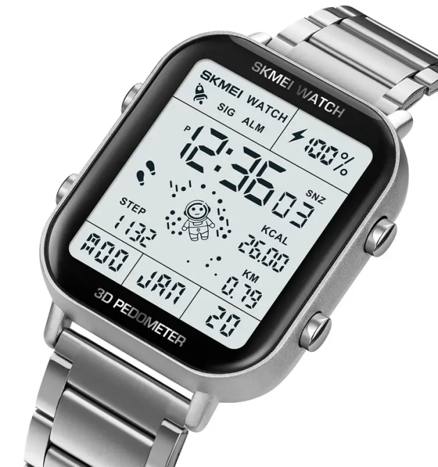Чоловічий наручний годинник Skmei 1888 astronaut фітнес трекер (Сріблясті) Київ - фото 3