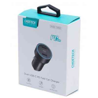 Зарядное устройство Choetech car 2хUSB-C 40W PD black (С0054-BK) Винница