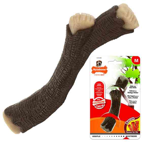 Nylabone Extreme Chew Wooden Stick НІЛАБОН ГІЛКА жувальна іграшка для собак, смак бекону Київ