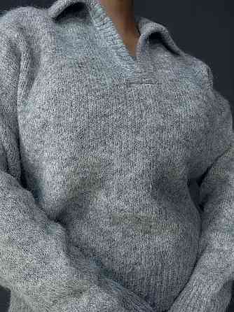 Светр жіночий A-N 19-1 з коміром поло теплий вільний, сірий, one size Київ