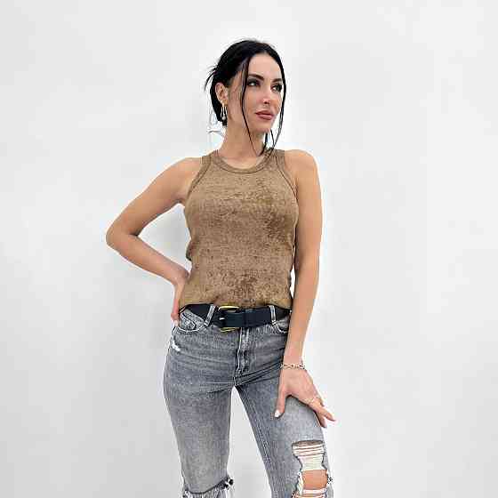 Трикотажная женская майка тай-дай Design 42-44, Капучино Киев