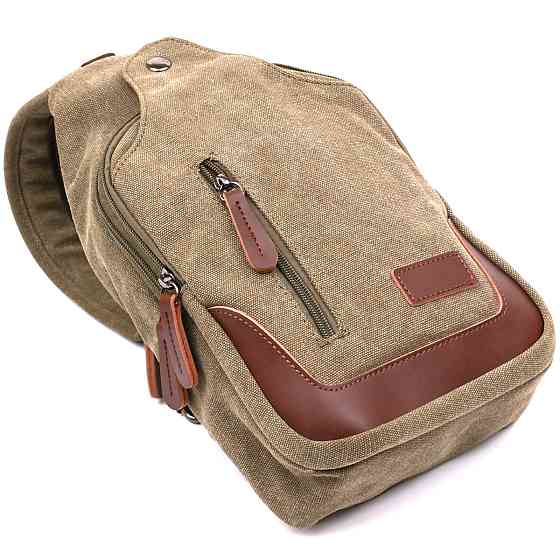 Функциональная мужская сумка через плечо Vintage 20386 Зеленый Киев