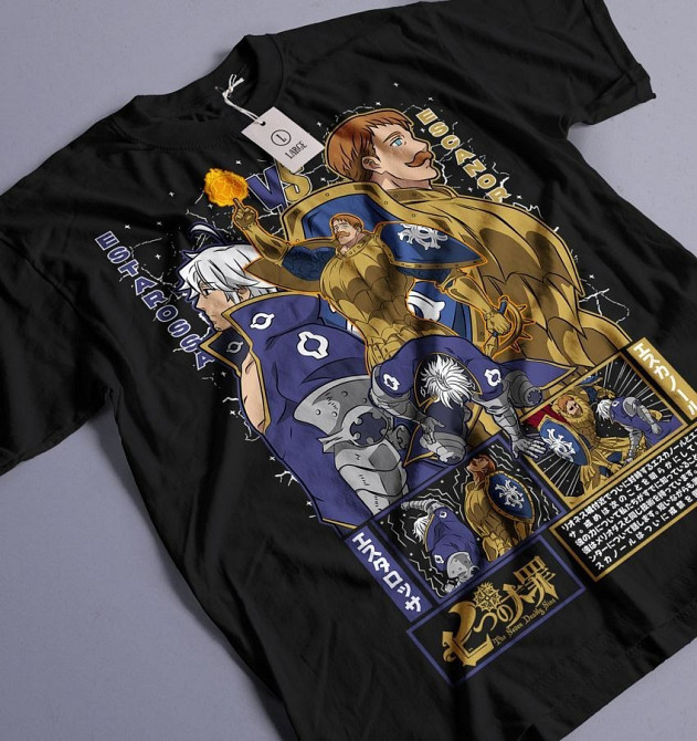 Футболка для хлопчика з аніме принтом Есканор Севен Деадлй Сінс оверсайз (зріст від 165 до 180) Чорний AnimeJ0967m Дніпро - фото 1