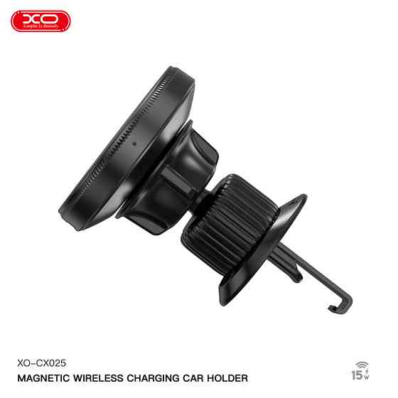 Тримач телефону автомобільний XO з бездротовою зарядкою CX025 Magnetic Car Air Vent 15W чорний Львів