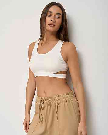 Кроп топ в рубчик - декоративная застежка на спине Nicoletta 80585 Киев