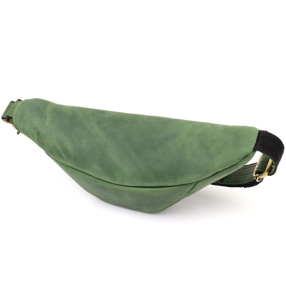 Стильная мужская бананка отменного качества из винтажной натуральной кожи Shvigel 23142 Зеленый Киев - изображение 10