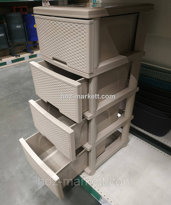 Комод плетінка на 4 ящики ротанг кремовий Харків - фото 4