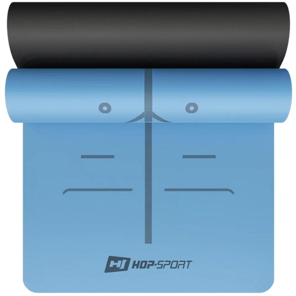 Коврик для фитнеса Hop-Sport PU нескользящий для йоги пилатеса растяжки дома и спортзала синий йога мат Киев - изображение 2