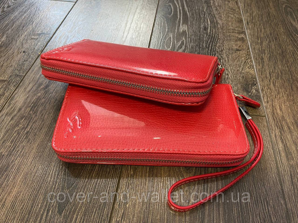 Лаковий жіночий гаманець на блискавці колір кораловий MD Київ - фото 5