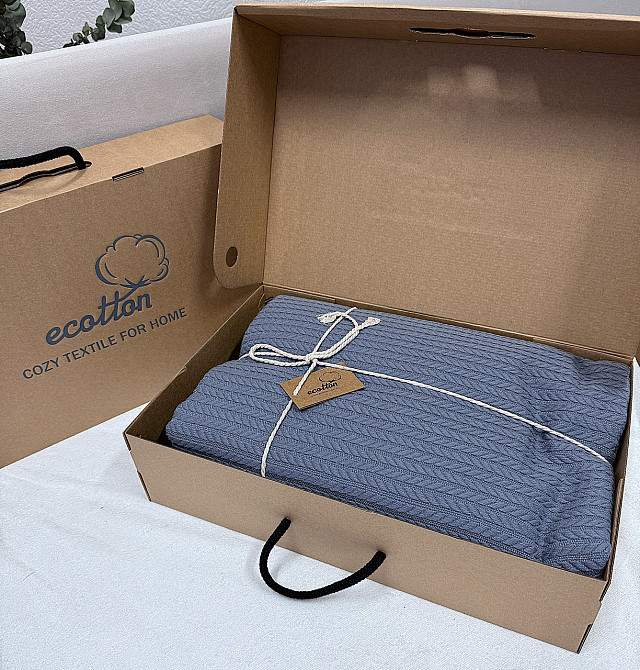 Ecotton Покривало Ecotton Pique 240х230 см натуральне сіре Grey в крафтовій подарунковій коробц Коломия - фото 6