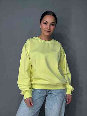 Свитшот женский A-N 30070-1 базовый оверсайз однотонный, желтый, one size Киев