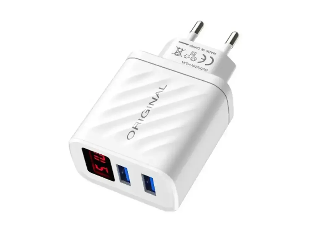 Універсальний зарядний пристрій AR-220 з 2 USB, LED-дисплей, швидке та безпечне живлення для гаджетів Одеса - фото 5