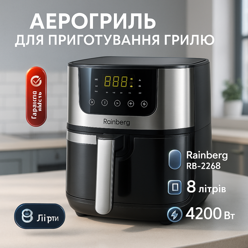 Аппарат для приготовления картофеля фри Rainberg RB-2268 4200 Вт, Аэрогриль для запекания и жарки MP-18 Львов - изображение 20